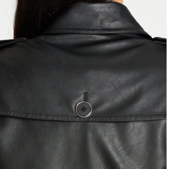 City Chic Trench Coat Sz XS 14 Black Vinyl Weave - Picture 4 of 13